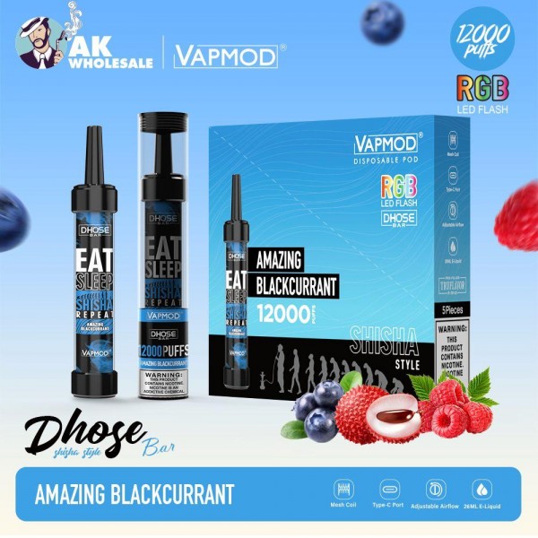 VAPMOD DHOSE BAR 12000 PUFFS DISPOSABLE VAPE 5CT/DISPLAY